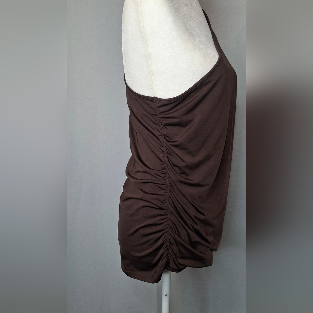 Express Women’s Size XL One Shoulder Top Brown And Sage Ruched Stretch Lot Of 2 - Picture 9 of 15
